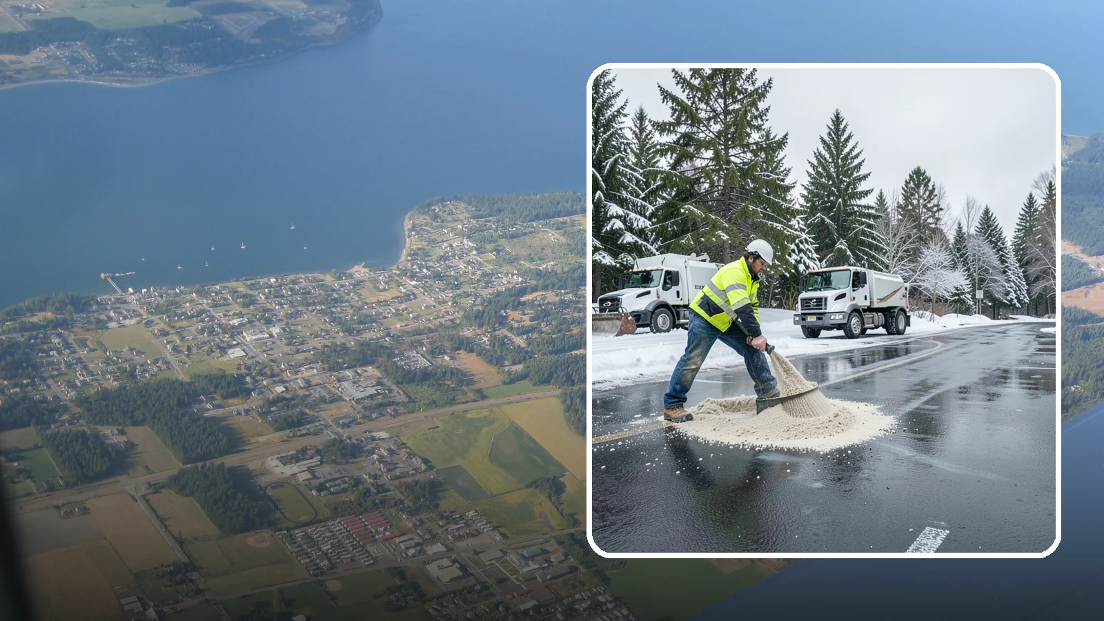 Parking Lot Sanding in Coupeville, Island County, WA - When temperatures fall too low for salt to work, we spread sand to restore traction across your lot.