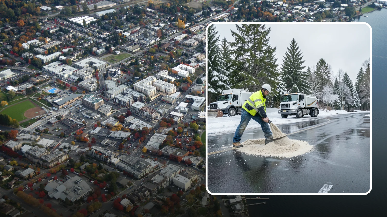 Parking Lot Sanding in Kirkland, King County, WA - When temperatures fall too low for salt to work, we spread sand to restore traction across your lot.