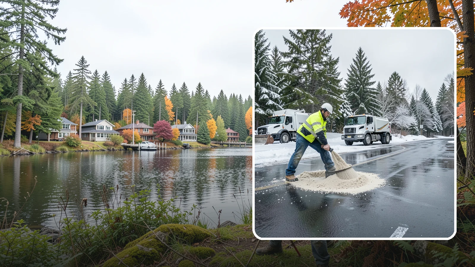Parking Lot Sanding in La Conner, Skagit County, WA - When temperatures fall too low for salt to work, we spread sand to restore traction across your lot.