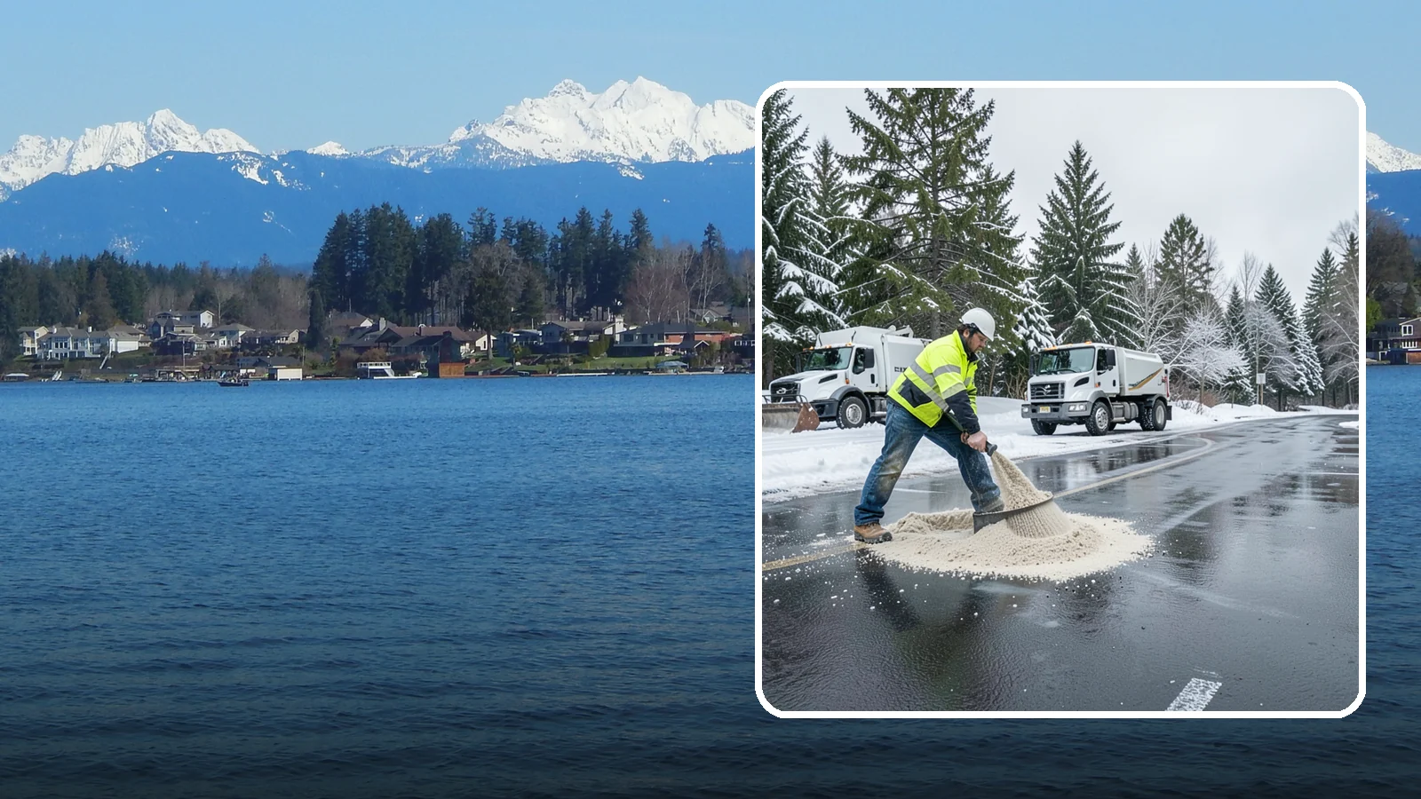 Parking Lot Sanding in Lake Stevens, Snohomish County, WA - When temperatures fall too low for salt to work, we spread sand to restore traction across your lot.