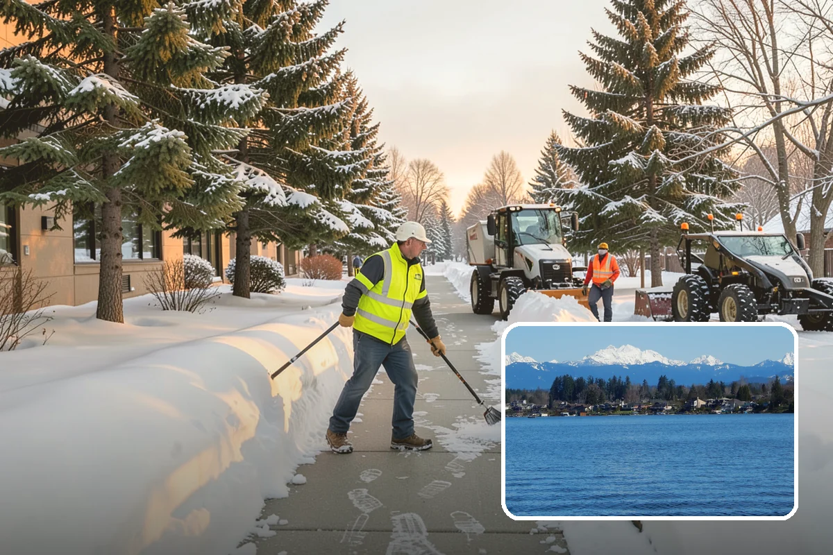 Parking Lot Sanding in Lake Stevens, Snohomish County, WA - Immediate traction on packed snow and ice