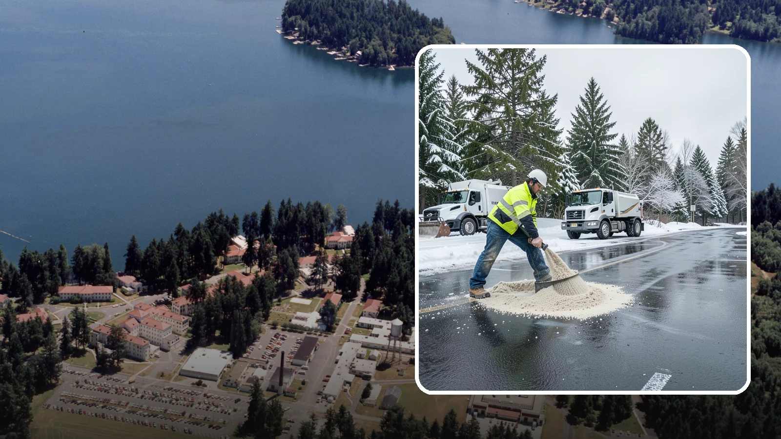 Parking Lot Sanding in Lakewood, Pierce County, WA - When temperatures fall too low for salt to work, we spread sand to restore traction across your lot.