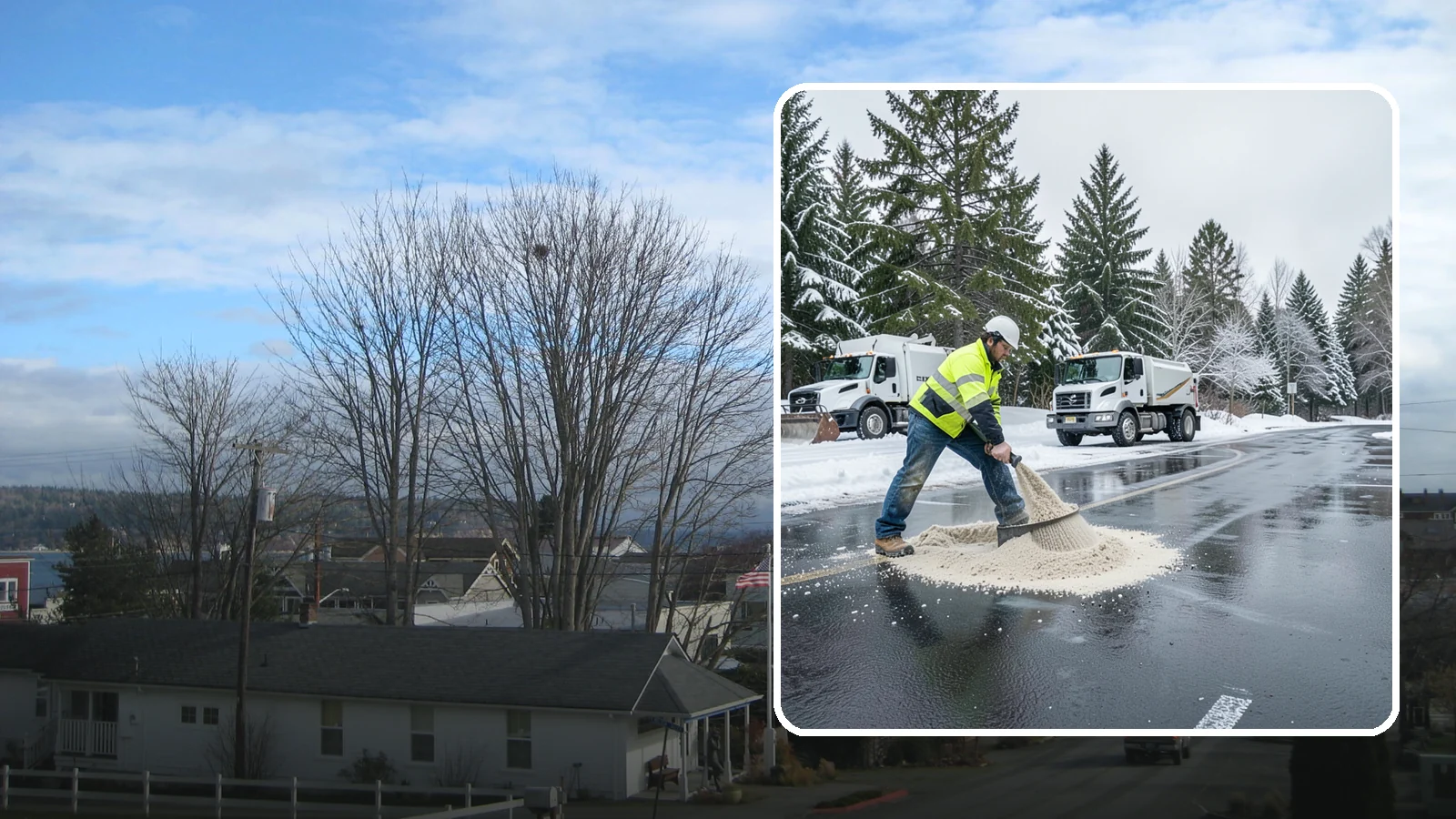 Parking Lot Sanding in Langley, Island County, WA - When temperatures fall too low for salt to work, we spread sand to restore traction across your lot.