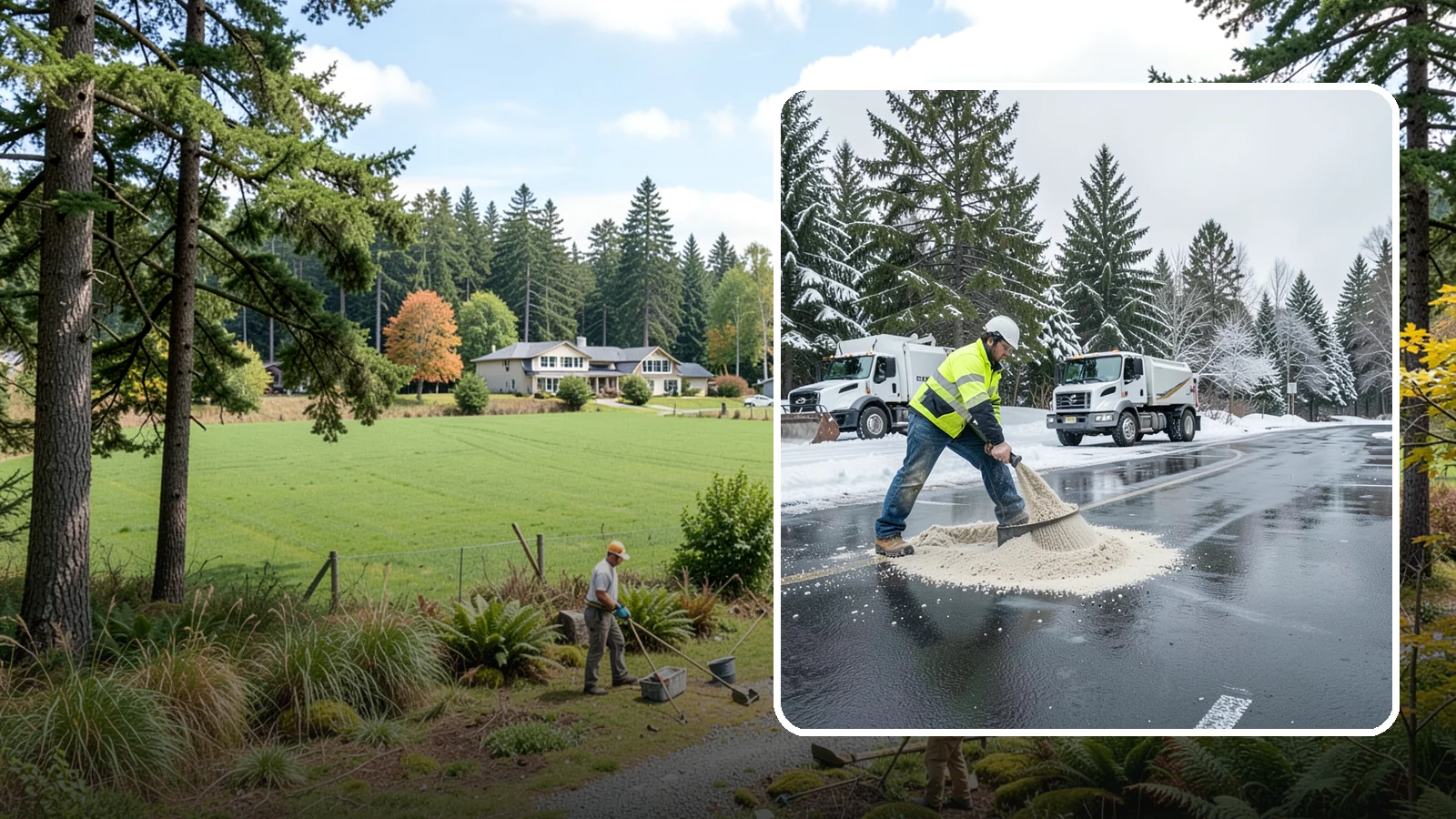 Parking Lot Sanding in Lyman, Skagit County, WA - When temperatures fall too low for salt to work, we spread sand to restore traction across your lot.
