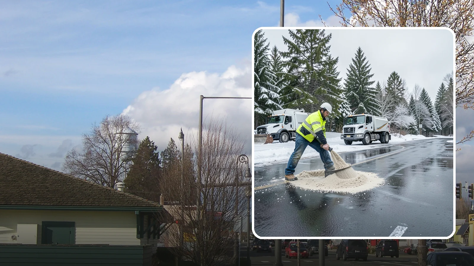 Parking Lot Sanding in Marysville, Snohomish County, WA - When temperatures fall too low for salt to work, we spread sand to restore traction across your lot.