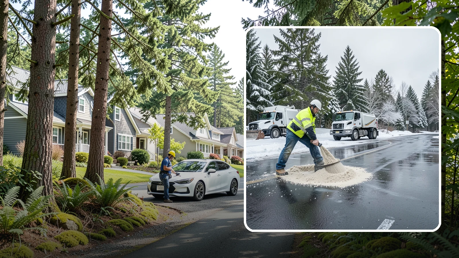 Parking Lot Sanding in Normandy Park, King County, WA - When temperatures fall too low for salt to work, we spread sand to restore traction across your lot.