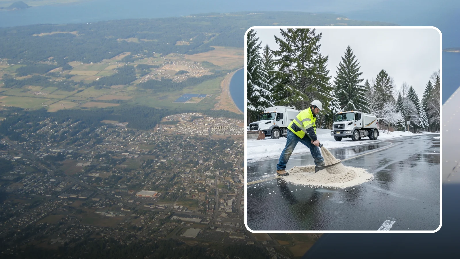 Parking Lot Sanding in Oak Harbor, Island County, WA - When temperatures fall too low for salt to work, we spread sand to restore traction across your lot.