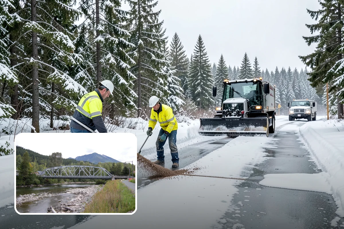 Parking Lot Sanding in Skykomish, King County, WA - Immediate traction on packed snow and ice