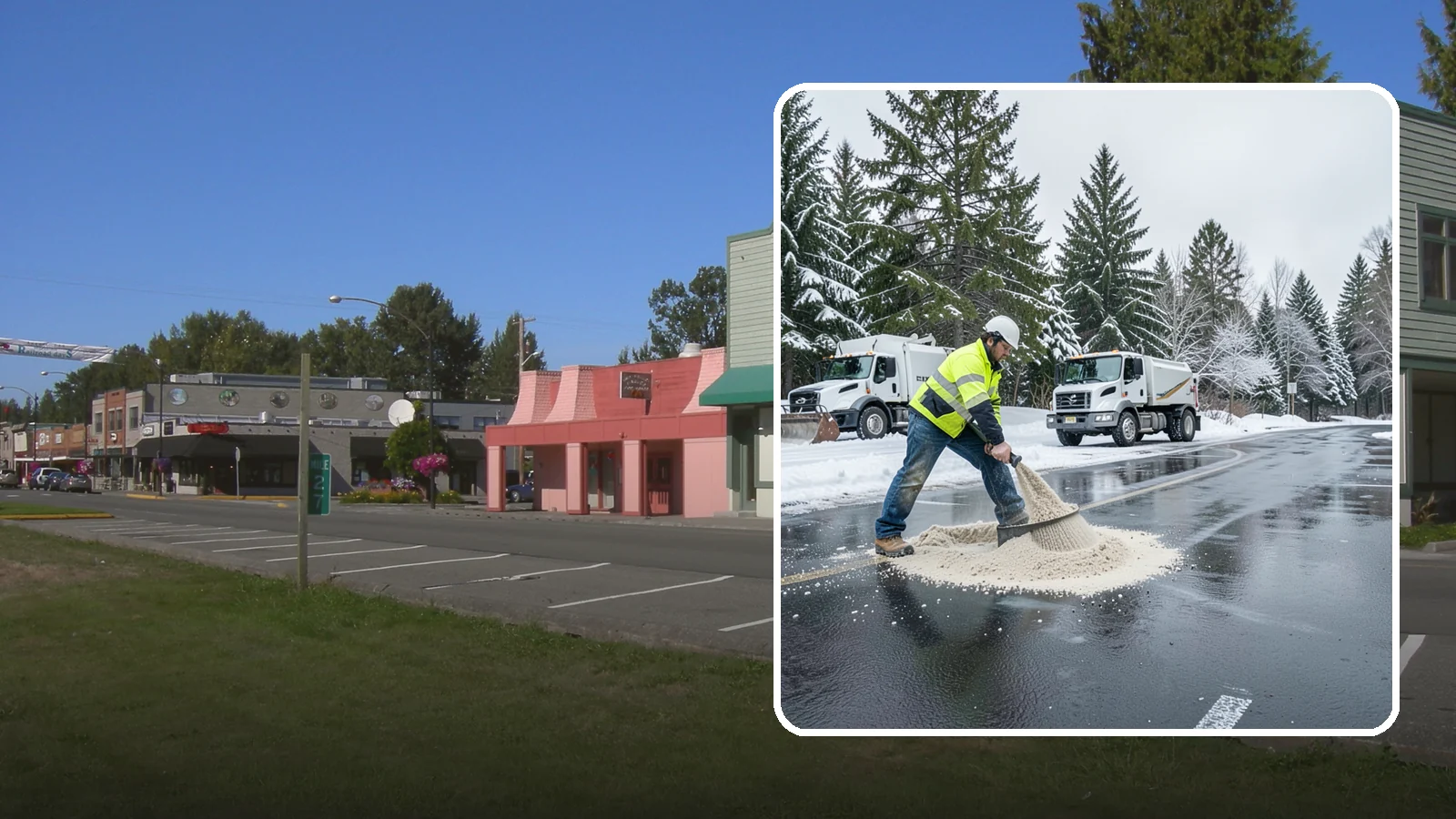 Parking Lot Sanding in Snoqualmie, King County, WA - When temperatures fall too low for salt to work, we spread sand to restore traction across your lot.