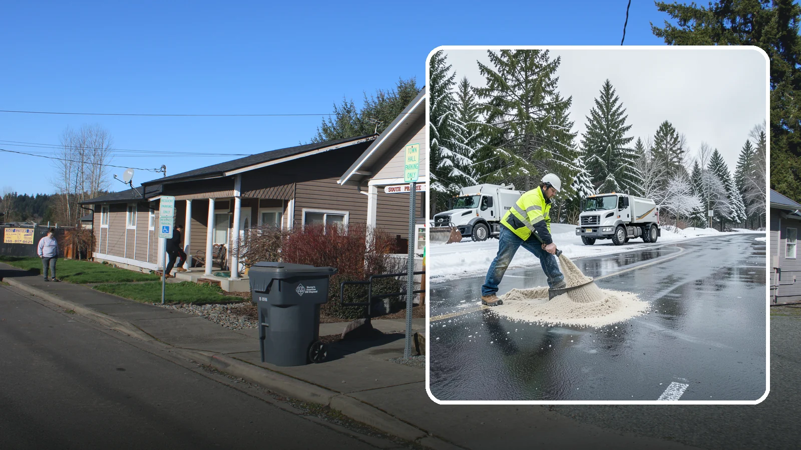 Parking Lot Sanding in South Prairie, Pierce County, WA - When temperatures fall too low for salt to work, we spread sand to restore traction across your lot.