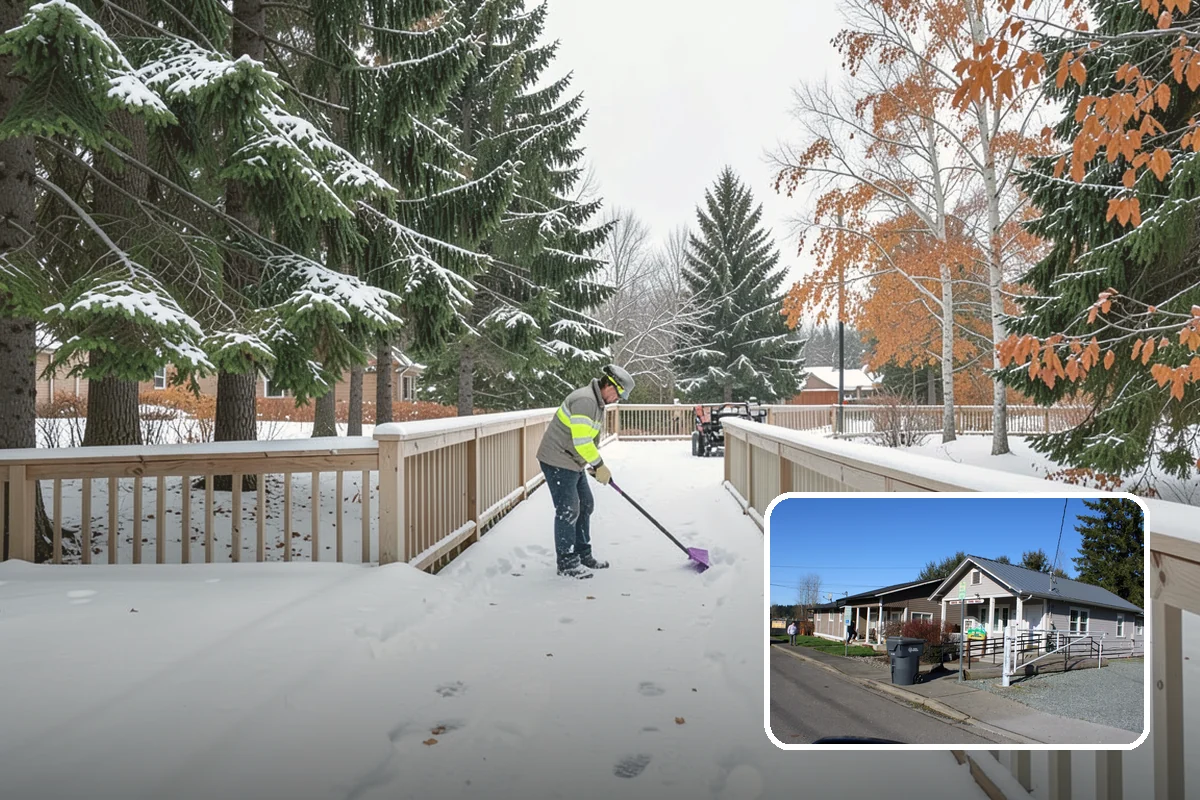 Parking Lot Sanding in South Prairie, Pierce County, WA - Immediate traction on packed snow and ice