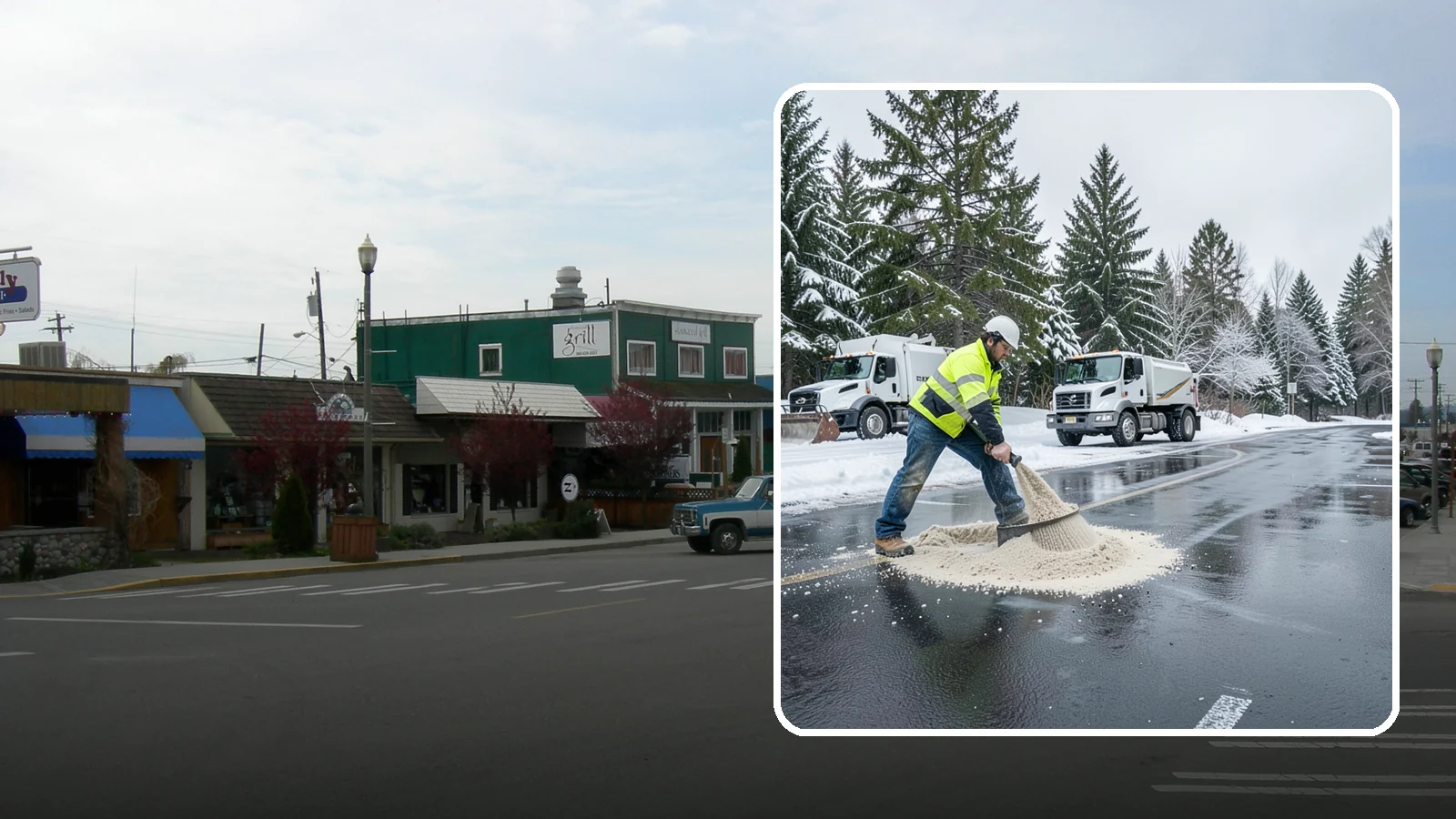 Parking Lot Sanding in Stanwood, Snohomish County, WA - When temperatures fall too low for salt to work, we spread sand to restore traction across your lot.
