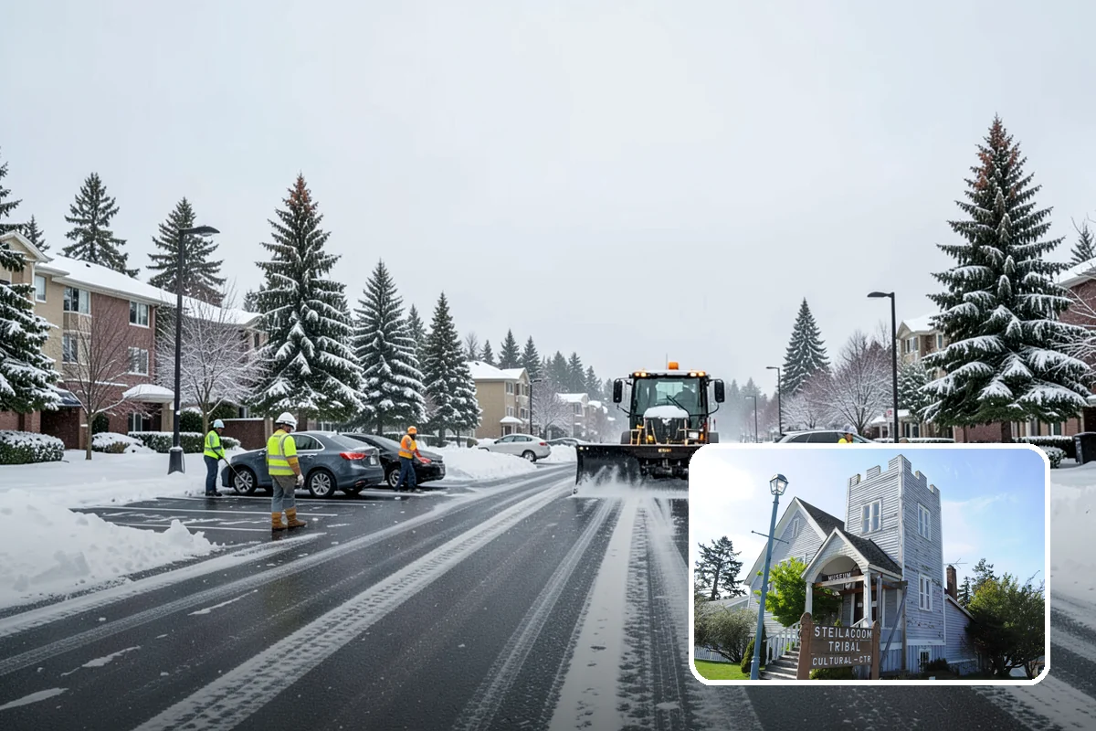 Parking Lot Sanding in Steilacoom, Pierce County, WA - Immediate traction on packed snow and ice