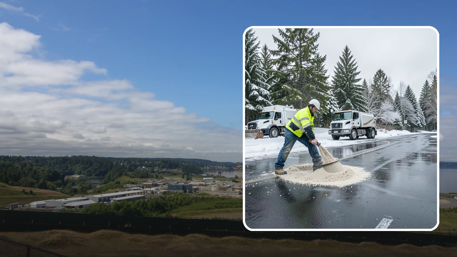 Parking Lot Sanding in University Place, Pierce County, WA - When temperatures fall too low for salt to work, we spread sand to restore traction across your lot.