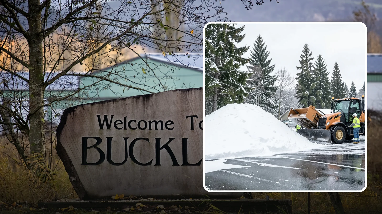 Parking Lot Snow Hauling in Buckley, Pierce County, WA - When wet Cascade snow piles higher than your lot can hold, we haul it off-site to reclaim your stalls.