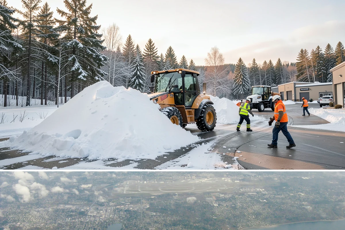 Parking Lot Snow Hauling in Burien, King County, WA - Hauling is needed after heavy or repeated storms, most often in January and February.