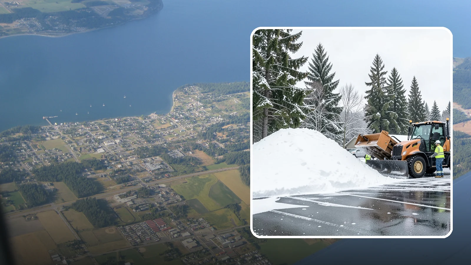 Parking Lot Snow Hauling in Coupeville, Island County, WA - When wet Cascade snow piles higher than your lot can hold, we haul it off-site to reclaim your stalls.