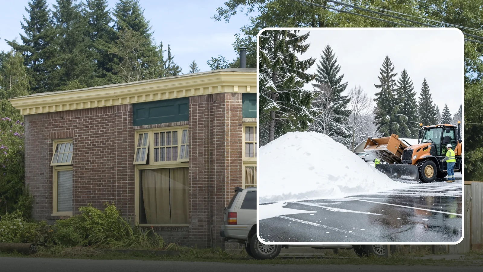 Parking Lot Snow Hauling in Hamilton, Skagit County, WA - When wet Cascade snow piles higher than your lot can hold, we haul it off-site to reclaim your stalls.