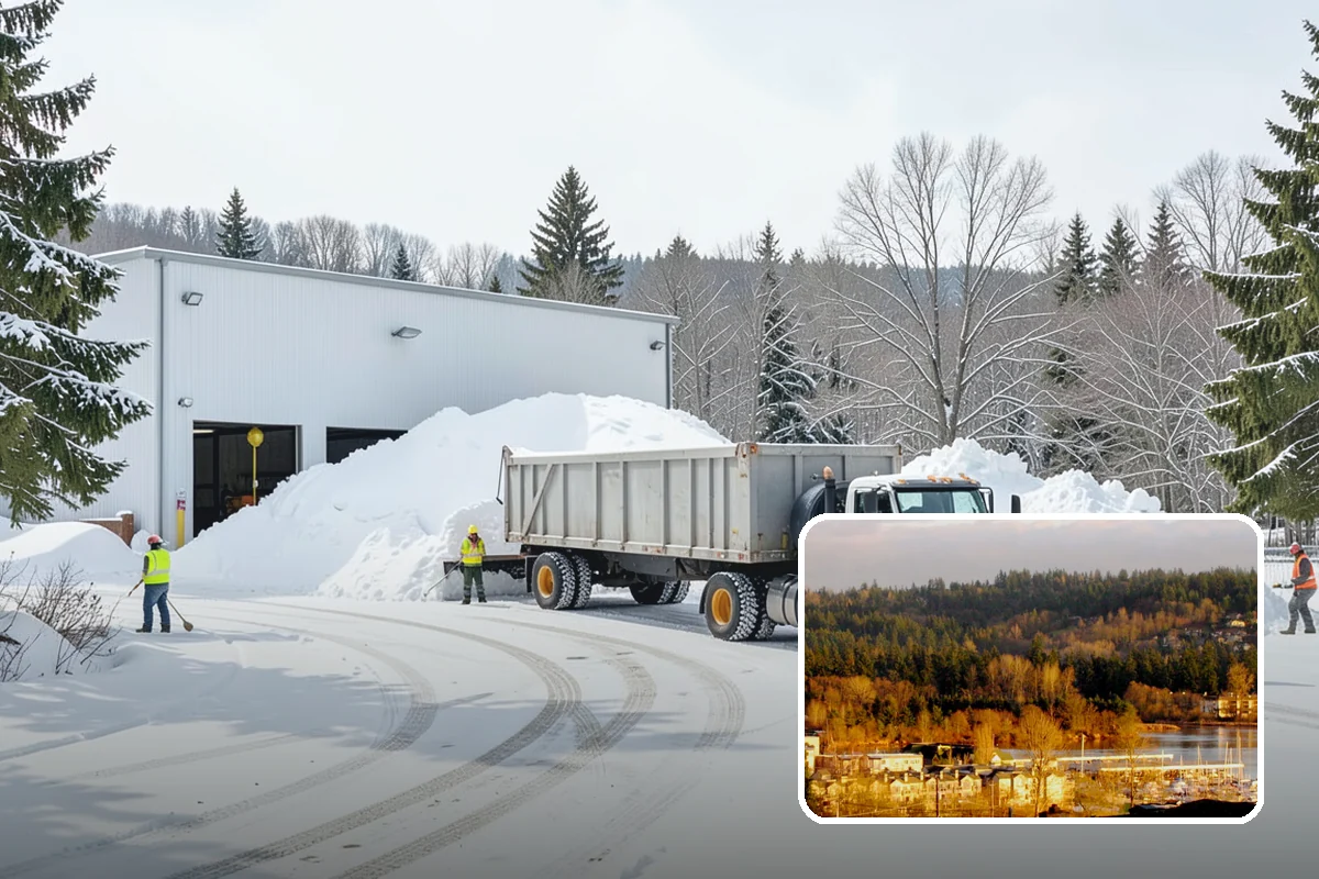 Parking Lot Snow Hauling in Kenmore, King County, WA - Recovers stalls lost to oversized piles