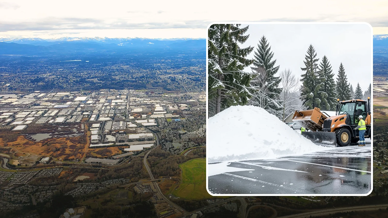 Parking Lot Snow Hauling in Kent, King County, WA - When wet Cascade snow piles higher than your lot can hold, we haul it off-site to reclaim your stalls.