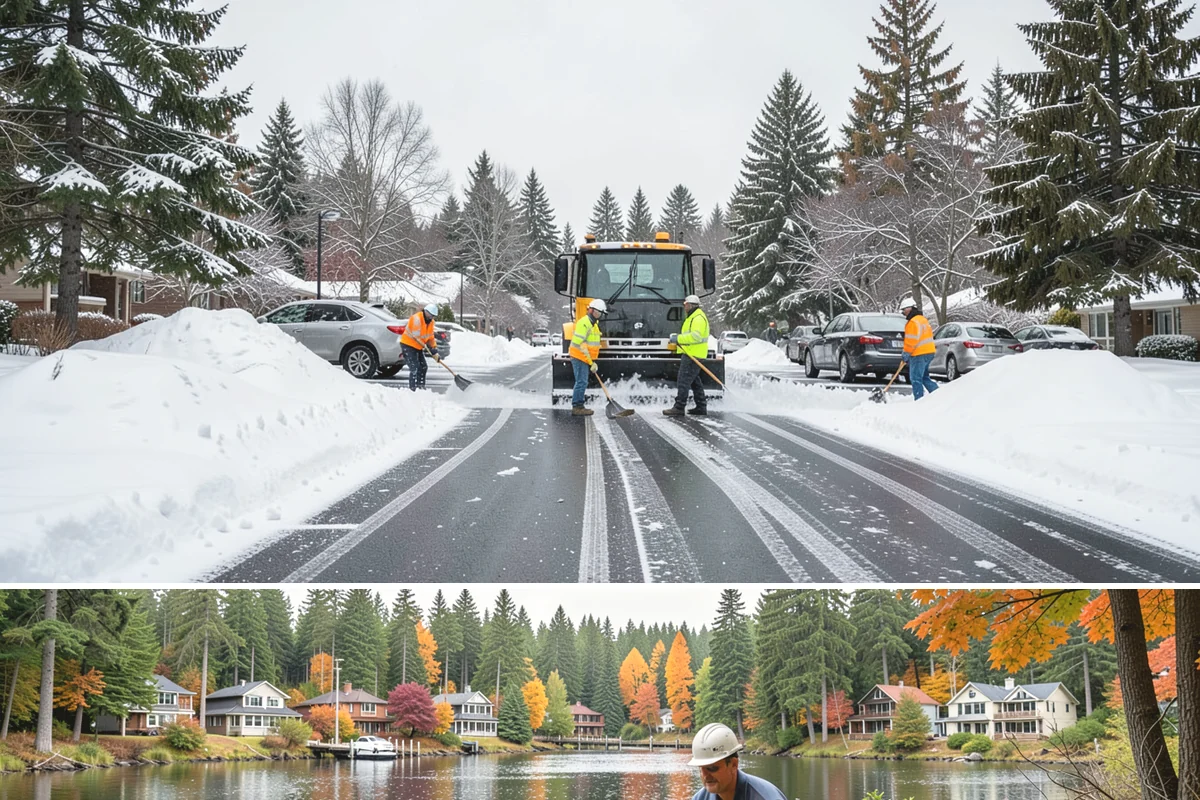 Parking Lot Snow Hauling in La Conner, Skagit County, WA - Hauling is needed after heavy or repeated storms, most often in January and February.