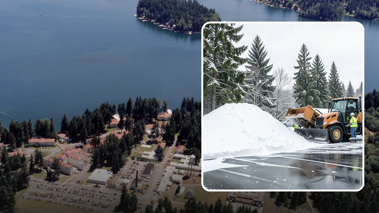 Parking Lot Snow Hauling in Lakewood, Pierce County, WA - When wet Cascade snow piles higher than your lot can hold, we haul it off-site to reclaim your stalls.