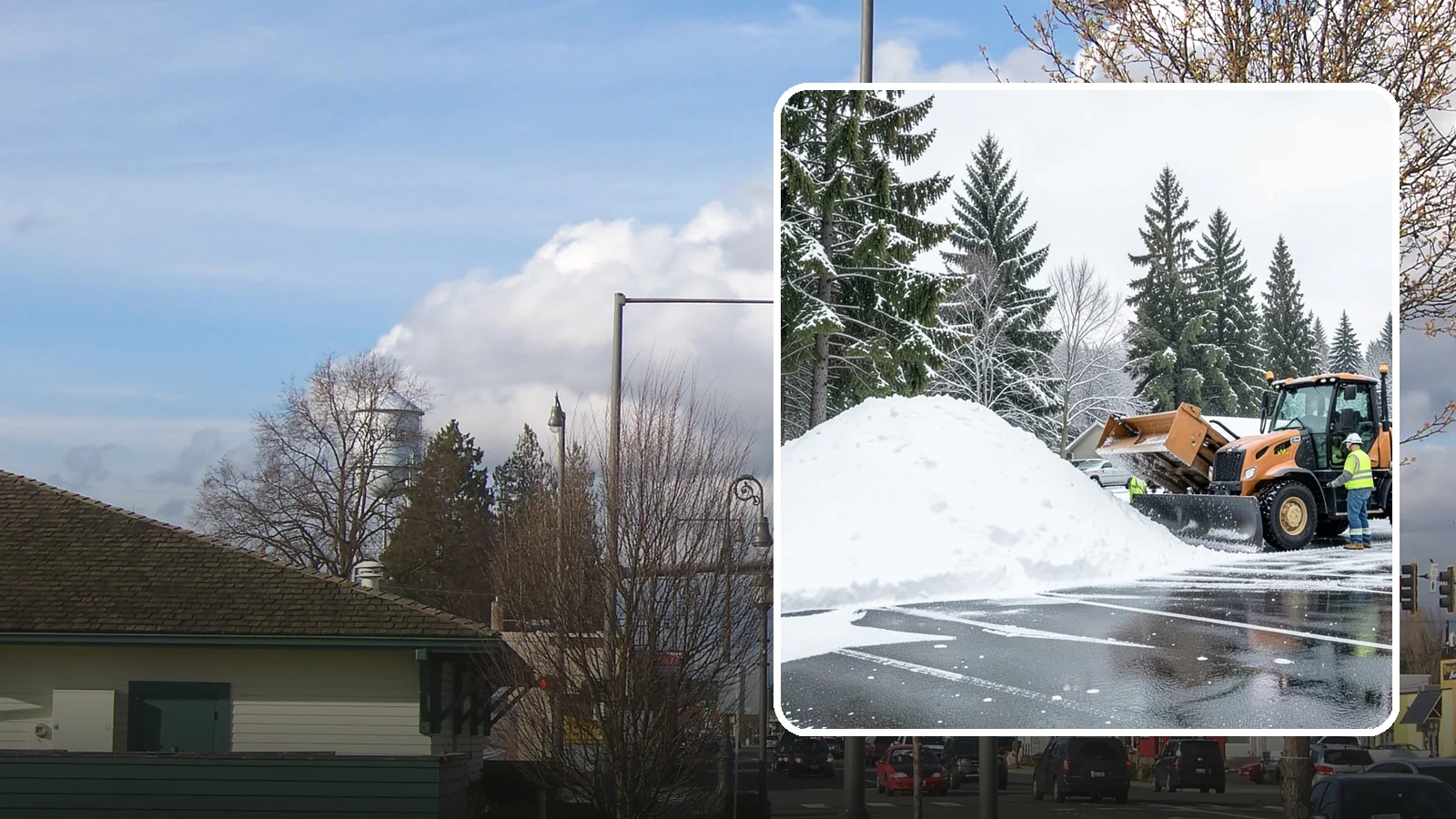 Parking Lot Snow Hauling in Marysville, Snohomish County, WA - When wet Cascade snow piles higher than your lot can hold, we haul it off-site to reclaim your stalls.