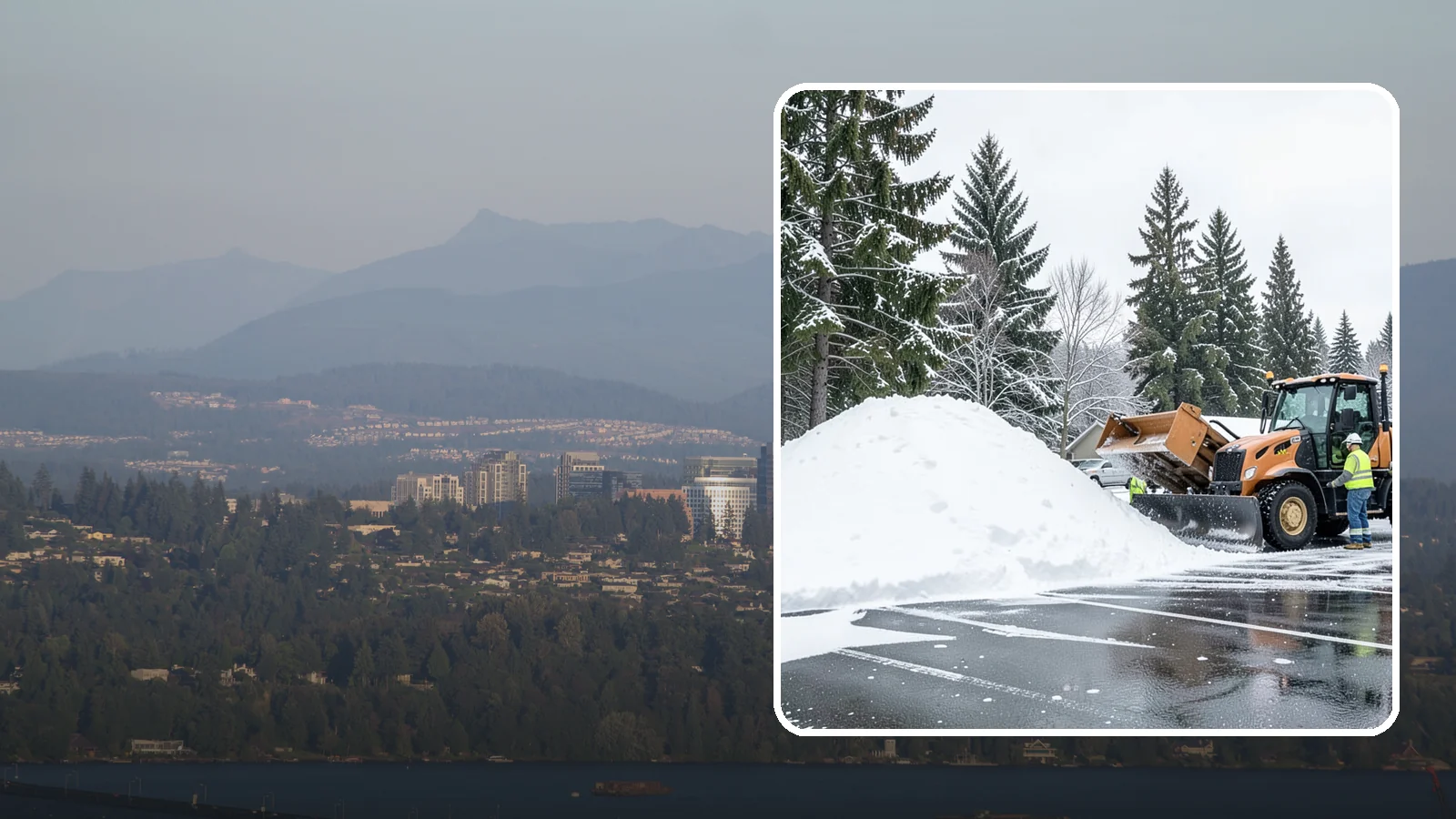 Parking Lot Snow Hauling in Medina, King County, WA - When wet Cascade snow piles higher than your lot can hold, we haul it off-site to reclaim your stalls.