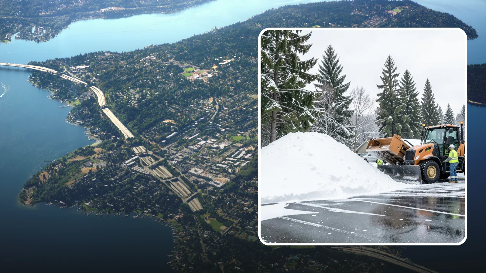 Parking Lot Snow Hauling in Mercer Island, King County, WA - When wet Cascade snow piles higher than your lot can hold, we haul it off-site to reclaim your stalls.