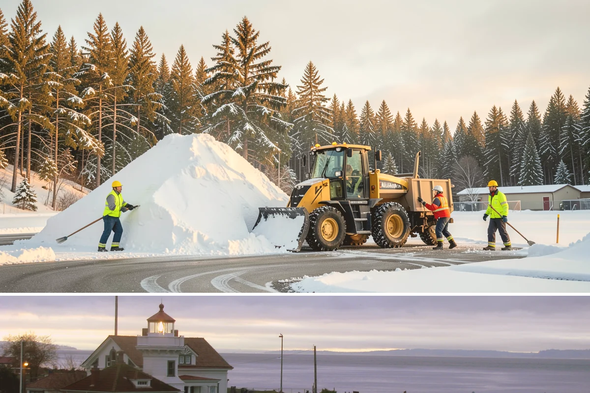 Parking Lot Snow Hauling in Mukilteo, Snohomish County, WA - Hauling is needed after heavy or repeated storms, most often in January and February.