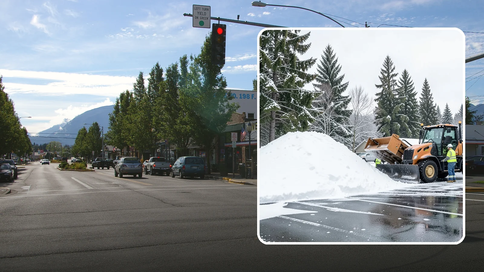 Parking Lot Snow Hauling in North Bend, King County, WA - When wet Cascade snow piles higher than your lot can hold, we haul it off-site to reclaim your stalls.