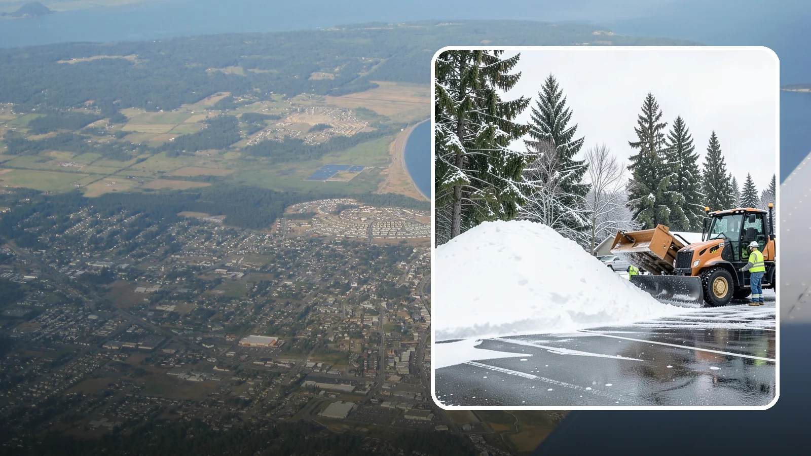 Parking Lot Snow Hauling in Oak Harbor, Island County, WA - When wet Cascade snow piles higher than your lot can hold, we haul it off-site to reclaim your stalls.