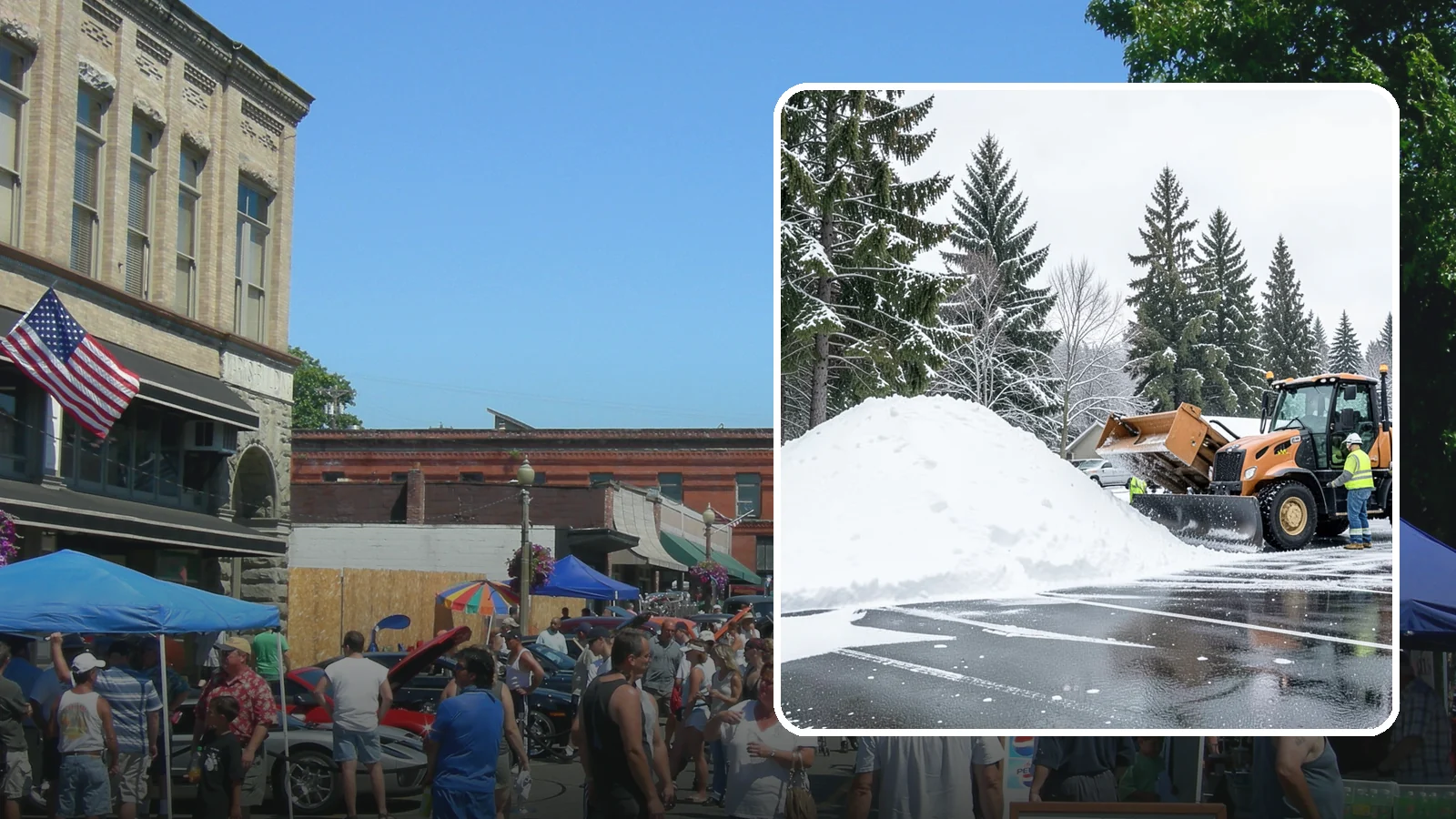 Parking Lot Snow Hauling in Snohomish, Snohomish County, WA - When wet Cascade snow piles higher than your lot can hold, we haul it off-site to reclaim your stalls.