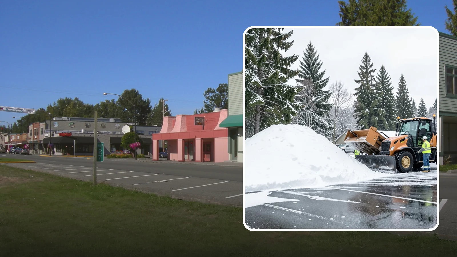 Parking Lot Snow Hauling in Snoqualmie, King County, WA - When wet Cascade snow piles higher than your lot can hold, we haul it off-site to reclaim your stalls.