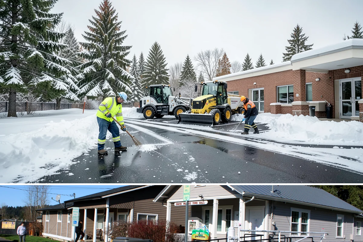 Parking Lot Snow Hauling in South Prairie, Pierce County, WA - Hauling is needed after heavy or repeated storms, most often in January and February.
