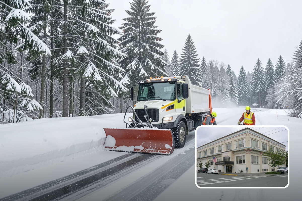 Parking Lot Snow Relocation in Anacortes, Skagit County, WA - Keeps stalls and aisles open