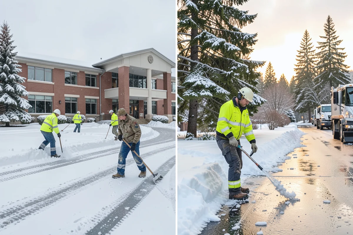 Parking Lot Snow Relocation in Auburn, King County, WA - We designate stacking corners during the pre-season walk