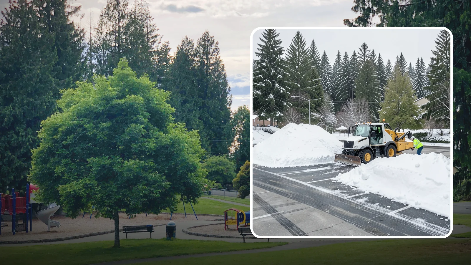 Parking Lot Snow Relocation in Bonney Lake, Pierce County, WA - We reposition plowed snow into out-of-the-way piles so your lot stays open and safe.