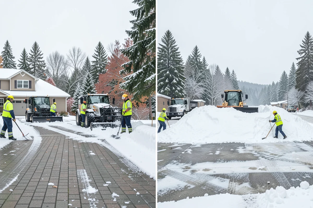 Parking Lot Snow Relocation in Buckley, Pierce County, WA - We designate stacking corners during the pre-season walk