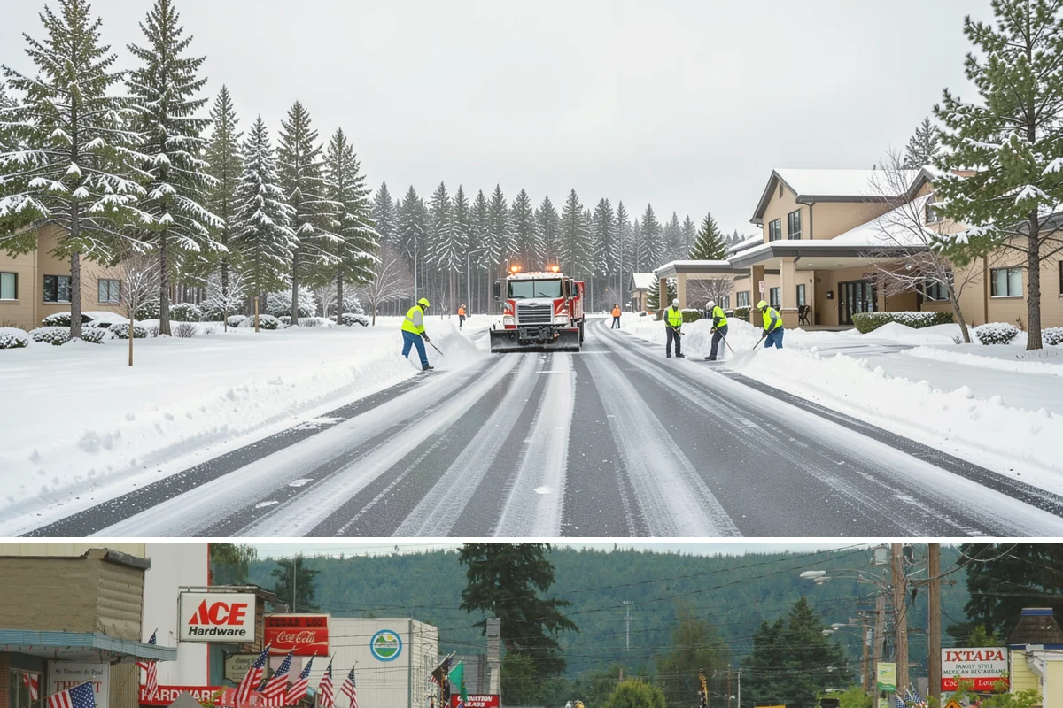 Parking Lot Snow Relocation in Carnation, King County, WA - Relocation runs throughout the snow season whenever storms fill your primary piles.