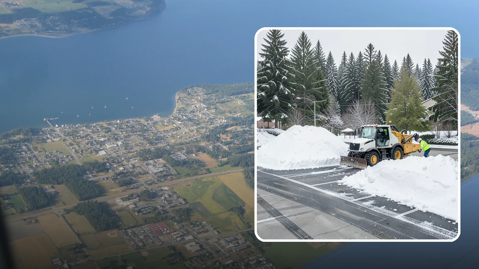 Parking Lot Snow Relocation in Coupeville, Island County, WA - We reposition plowed snow into out-of-the-way piles so your lot stays open and safe.