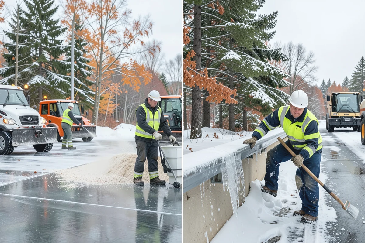 Parking Lot Snow Relocation in Coupeville, Island County, WA - We designate stacking corners during the pre-season walk