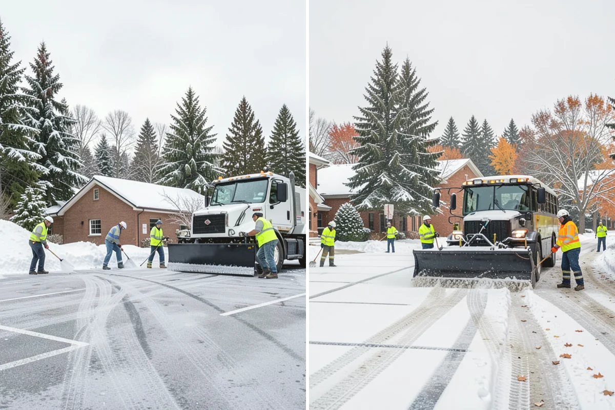 Parking Lot Snow Relocation in Covington, King County, WA - We designate stacking corners during the pre-season walk