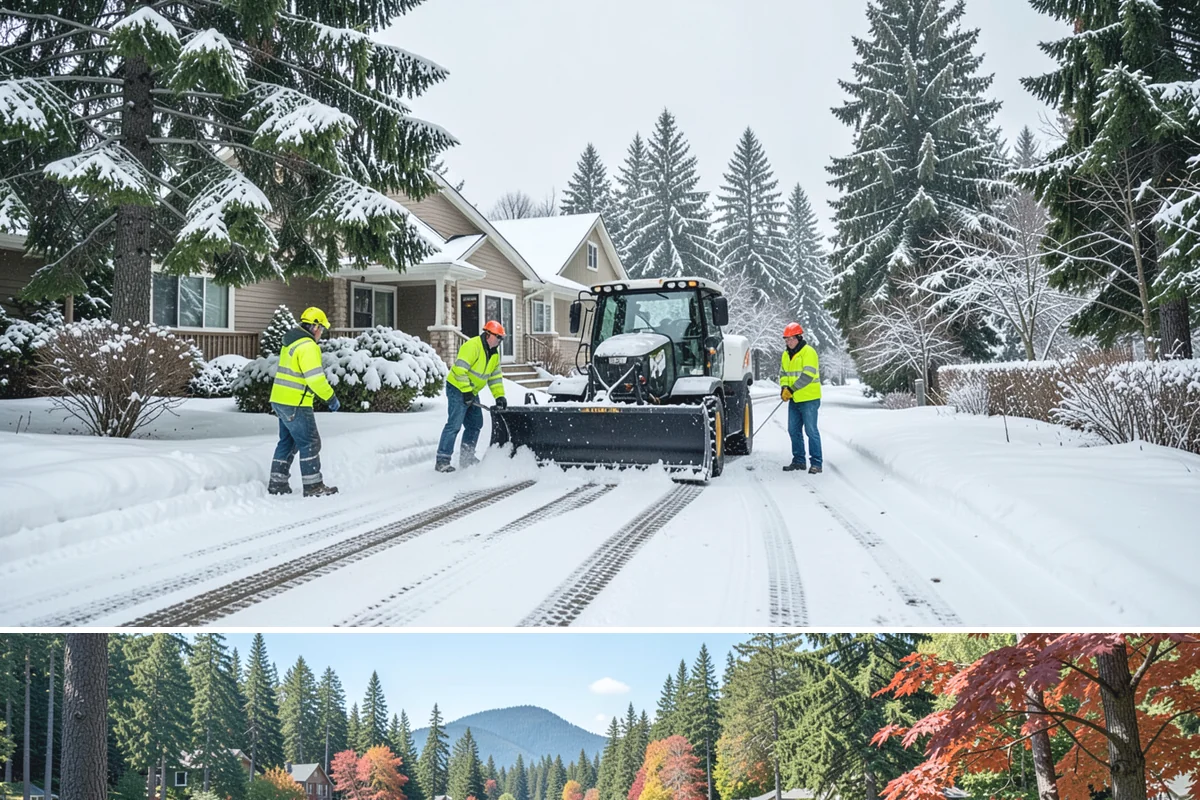 Parking Lot Snow Relocation in Covington, King County, WA - Relocation runs throughout the snow season whenever storms fill your primary piles.