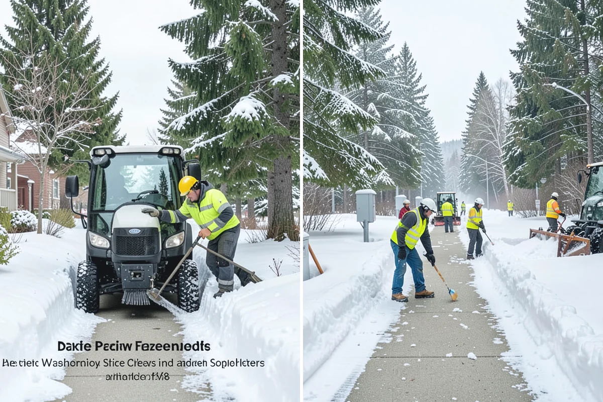 Parking Lot Snow Relocation in Darrington, Snohomish County, WA - We designate stacking corners during the pre-season walk