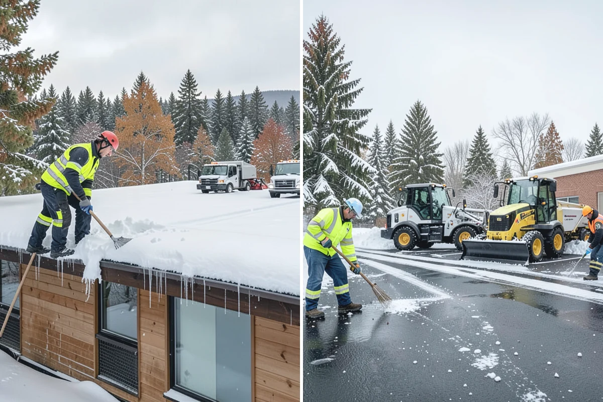 Parking Lot Snow Relocation in Des Moines, King County, WA - We designate stacking corners during the pre-season walk