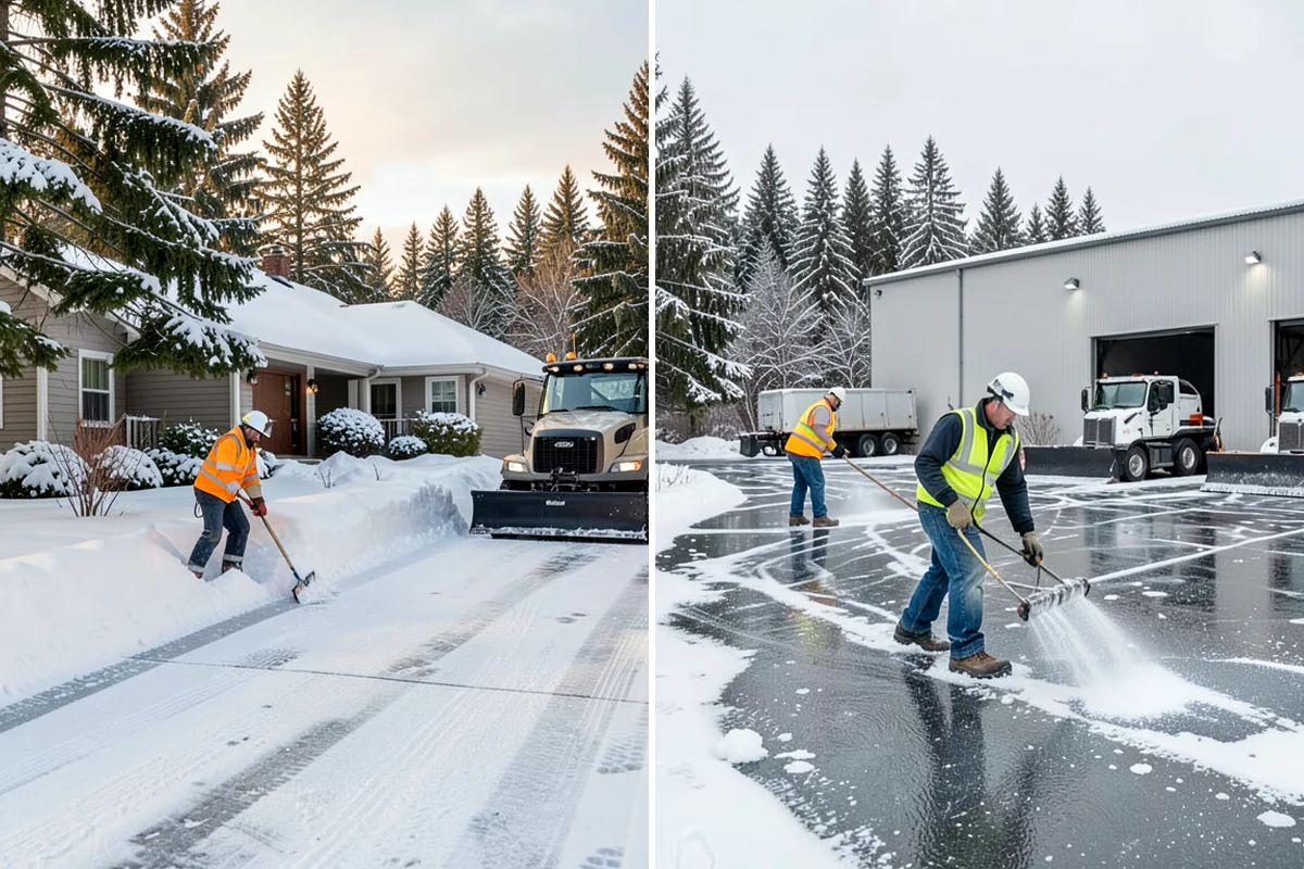 Parking Lot Snow Relocation in DuPont, Pierce County, WA - We designate stacking corners during the pre-season walk