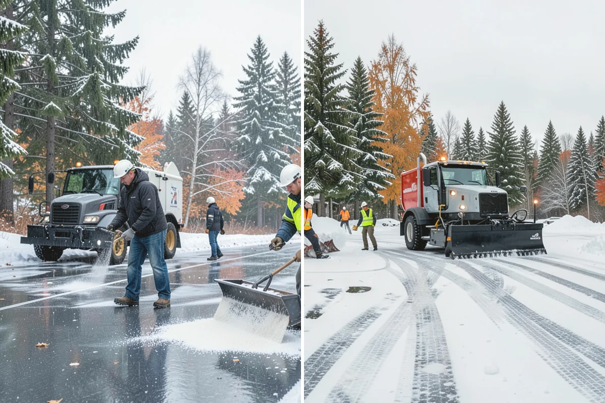 Parking Lot Snow Relocation in Duvall, King County, WA - We designate stacking corners during the pre-season walk