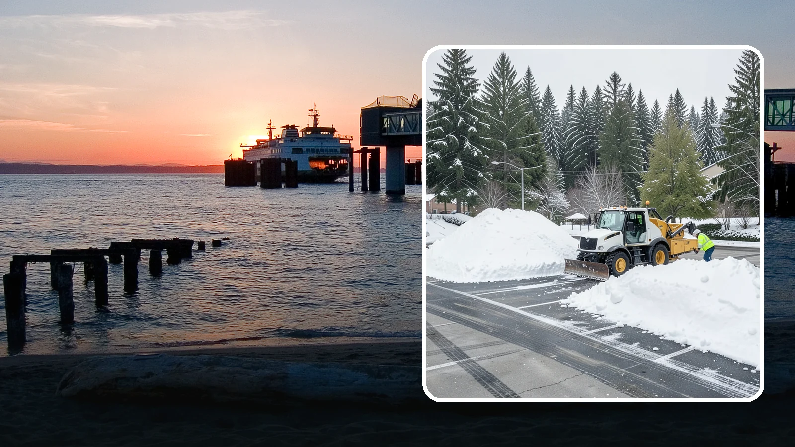 Parking Lot Snow Relocation in Edmonds, Snohomish County, WA - We reposition plowed snow into out-of-the-way piles so your lot stays open and safe.