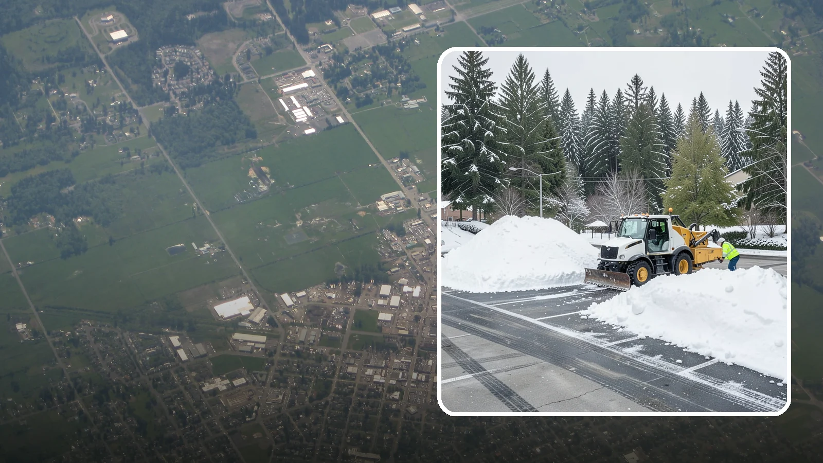 Parking Lot Snow Relocation in Enumclaw, King County, WA - We reposition plowed snow into out-of-the-way piles so your lot stays open and safe.